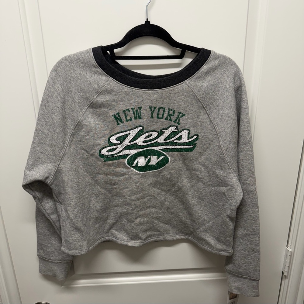 NFL Team‎ Apparel Youth Girls New York Jets Crop Top Grey Color Size L 10/12 NWT
